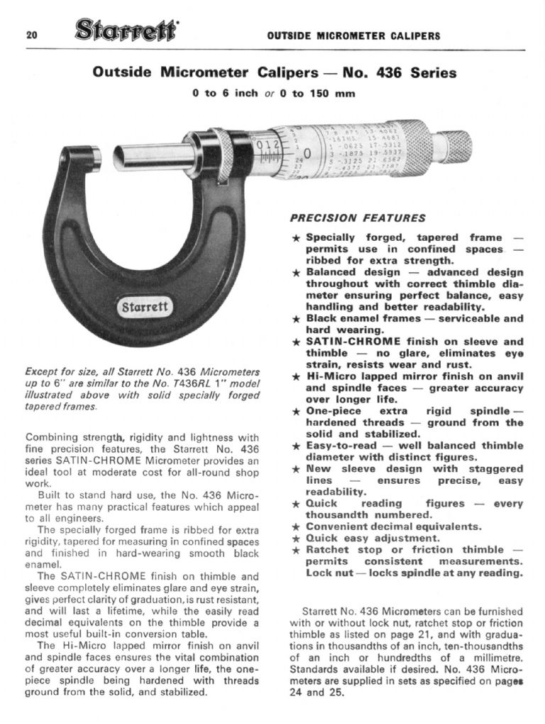 Starrett 436 series